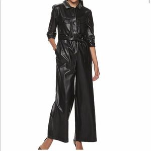 NWOT Cara Santana Apt. 9 Faux Leather Jumpsuit sz S